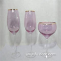 custom colored glass goblet with gold rim